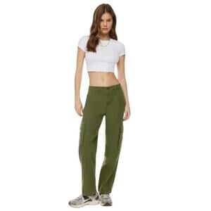 Aritzia TNA Troop Cargo Pants Green Size 4 Mid-Rise Cotton Twill Carpenter